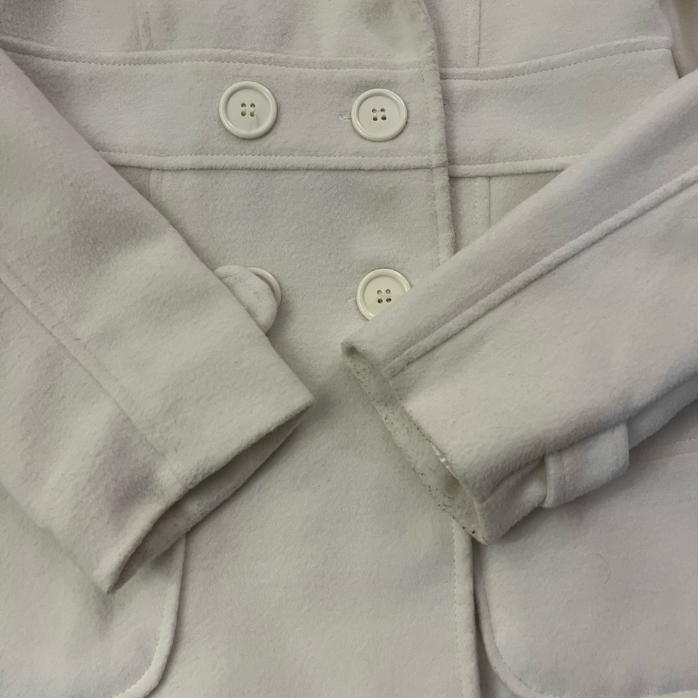 Women's Cream Double-Breasted Coat - Picture 6 of 11